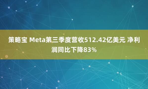 策略宝 Meta第三季度营收512.42亿美元 净利润同比下降83%